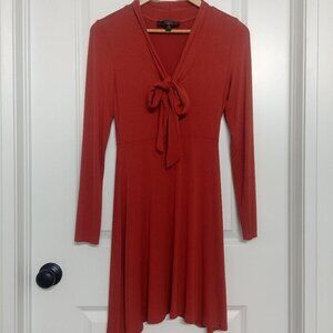 Iska London burnt orange mod pussybow dress retro look soft stretchy app…